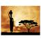 Designart - African Woman and Lonely Tree - African Landscape Canvas Art Print